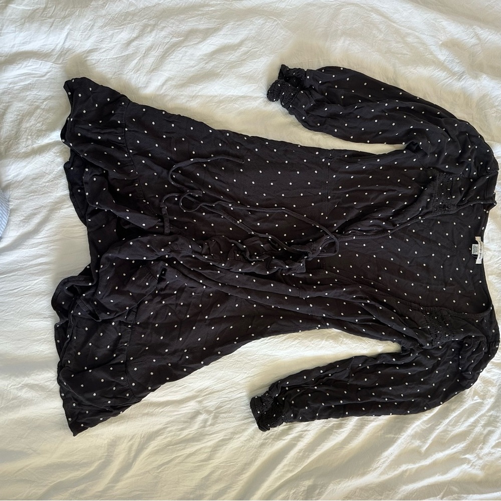 American Eagle Outfitters Black Polka Dot Top